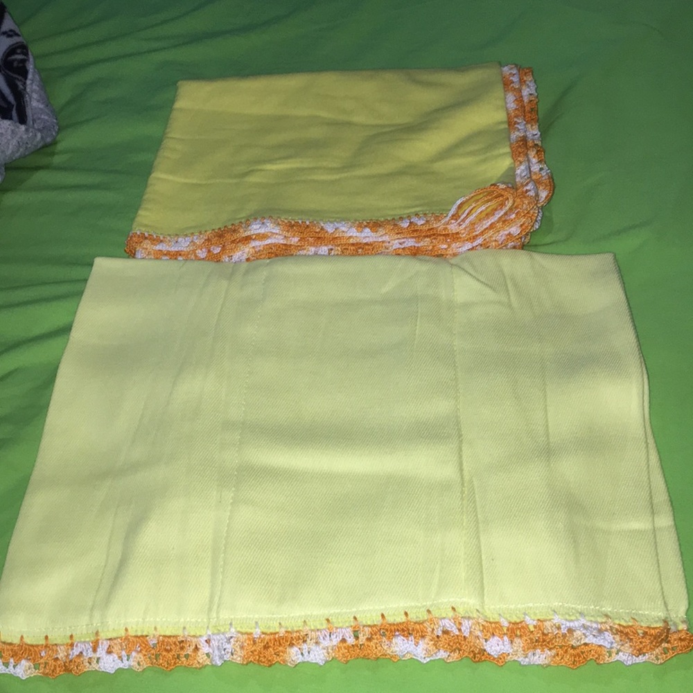 Handmade Yellow bib and blanket set